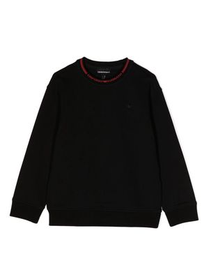 Emporio Armani Kids logo-embroidered jersey sweatshirt - Black