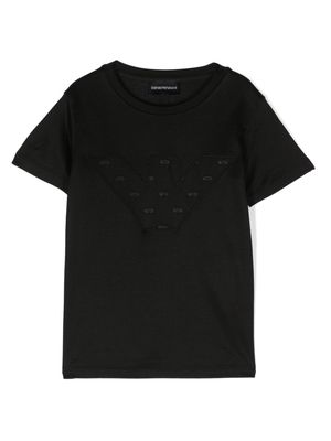 Emporio Armani Kids logo-embroidered jersey T-shirt - Black