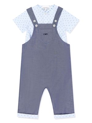 Emporio Armani Kids logo-embroidered romper set - Blue