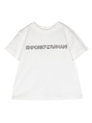 Emporio Armani Kids logo embroidered T-shirt - White