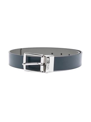 Emporio Armani Kids logo-engraved buckle belt - Blue