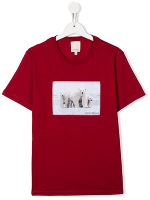Emporio Armani Kids logo graphic print T-shirt - Red