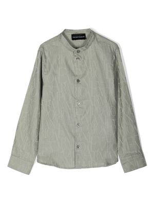 Emporio Armani Kids logo-jacquard cotton shirt - Green