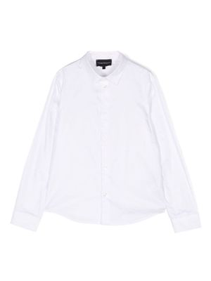Emporio Armani Kids logo-jacquard cotton shirt - White