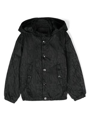 Emporio Armani Kids logo-jacquard hooded jacket - Black