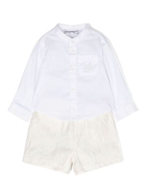 Emporio Armani Kids logo-jacquard shorts set - White