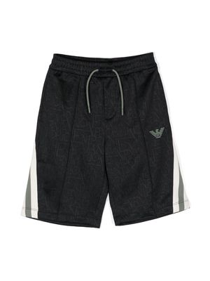 Emporio Armani Kids logo-jacquard side-stripe shorts - Black