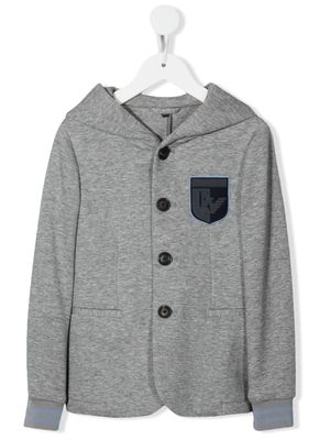 Emporio Armani Kids logo-patch hooded blazer - Grey