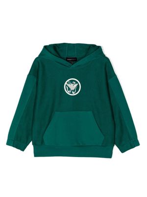 Emporio Armani Kids logo-patch panelled hoodie - Green