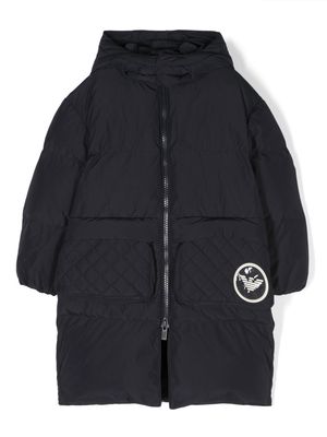 Emporio Armani Kids logo-patch quilted down jacket - Blue