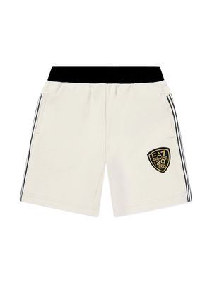 Emporio Armani Kids logo patch striped shorts - Neutrals