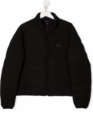Emporio Armani Kids logo-patch zip-up padded jacket - Black