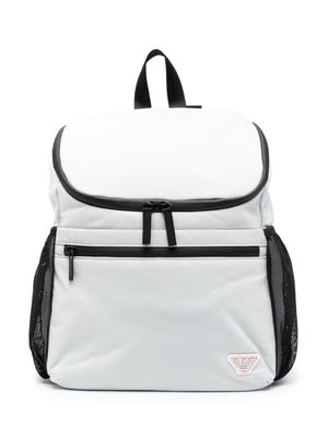 Emporio Armani Kids logo-patch zipped backpack - Grey
