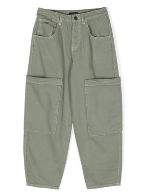 Emporio Armani Kids logo-plaque cotton trousers - Green