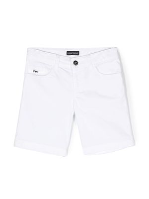 Emporio Armani Kids logo-plaque five-pocket shorts - White