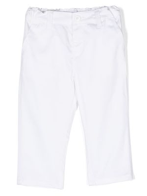 Emporio Armani Kids logo-plaque trousers - White
