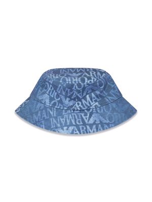 Emporio Armani Kids logo-print bucket hat - Blue