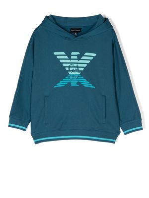 Emporio Armani Kids logo-print cotton hoodie - Blue