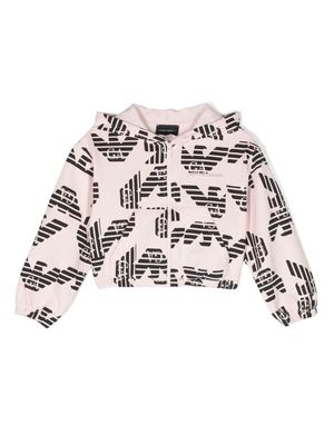 Emporio Armani Kids logo-print cotton hoodie - Pink