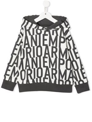 Emporio Armani Kids logo-print cotton hoodie - White