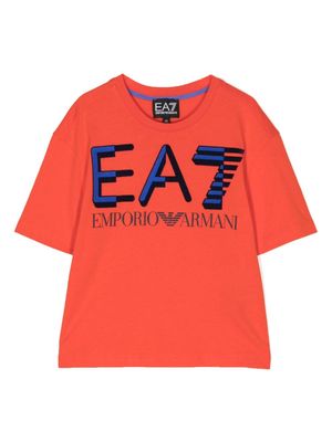 Emporio Armani Kids logo-print cotton T-shirt - Orange