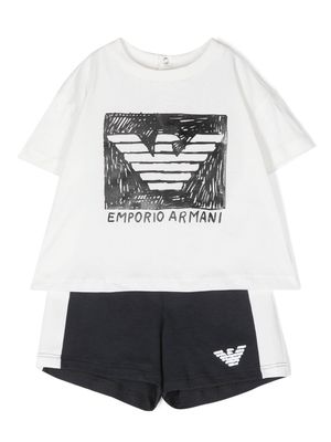 Emporio Armani Kids logo-print cotton tracksuit - Black