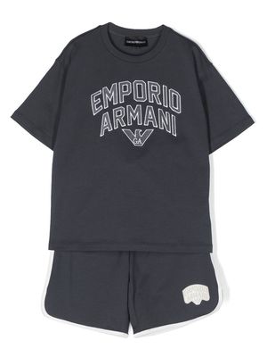 Emporio Armani Kids logo-print cotton tracksuit set - Blue