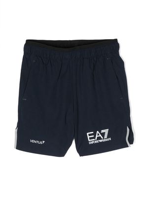 Emporio Armani Kids logo-print elasticated-waist shorts - Blue