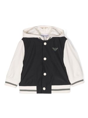 Emporio Armani Kids logo-print hooded bomber jacket - Blue