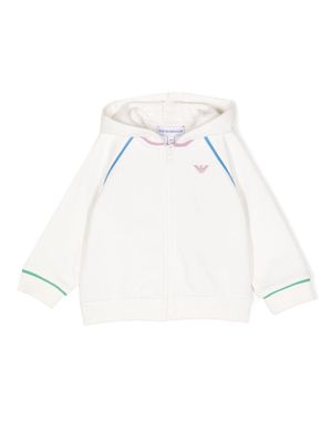 Emporio Armani Kids logo-print hoodie jacket - White