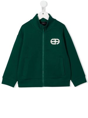 Emporio Armani Kids logo-print long-sleeve cardigan - Green