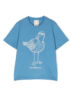 Emporio Armani Kids logo-print organic cotton T-shirt - Blue