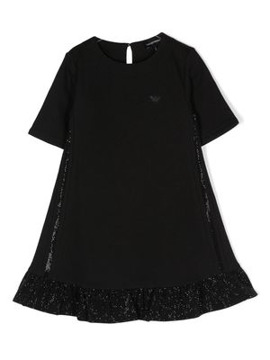 Emporio Armani Kids logo-print ruffled dress - Black