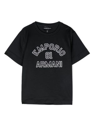 Emporio Armani Kids logo-print short sleeves T-shirt - Black