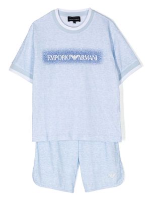 Emporio Armani Kids logo-print shorts set - Blue