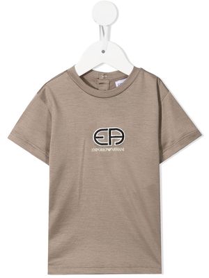 Emporio Armani Kids logo-print T-shirt - Brown