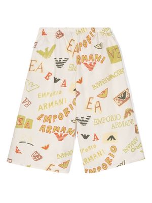 Emporio Armani Kids logo-print wide-leg trousers - Neutrals