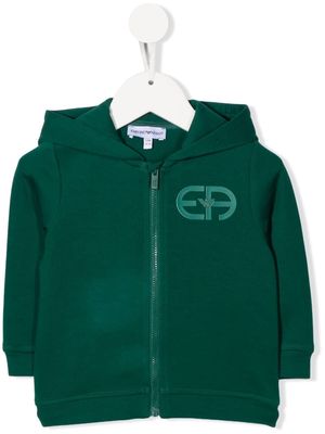 Emporio Armani Kids logo-print zip-up hoodie - Green