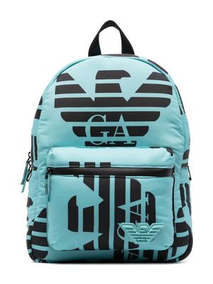 Emporio Armani Kids logo-print zipped backpack - Blue