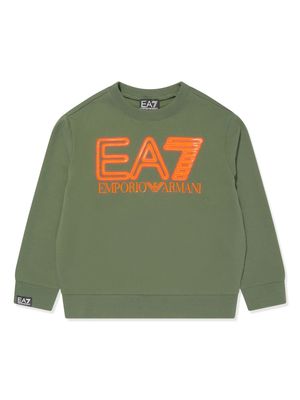Emporio Armani Kids Logo Series Boy cotton sweatshirt - Green