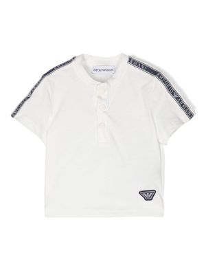 Emporio Armani Kids logo-tape cotton polo top - White