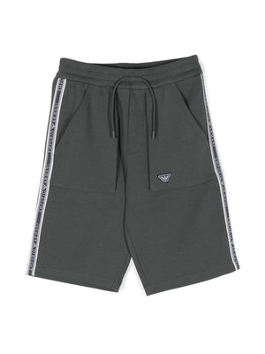 Emporio Armani Kids logo-tape drawstring shorts - Grey