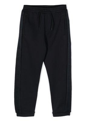 Emporio Armani Kids logo-tape drawstring track pants - Black