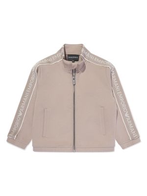 Emporio Armani Kids logo-tape jersey jacket - Neutrals