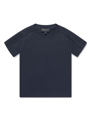 Emporio Armani Kids logo-tape jersey T-shirt - Blue