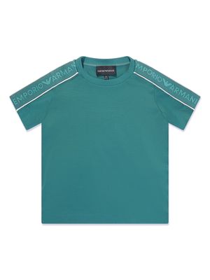 Emporio Armani Kids logo-tape jersey T-shirt - Green