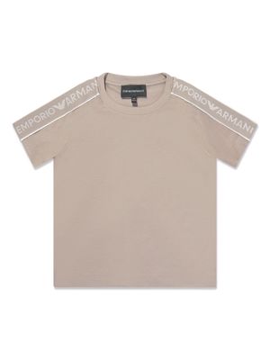 Emporio Armani Kids logo-tape jersey T-shirt - Neutrals