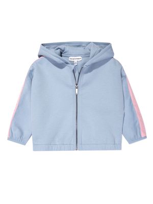Emporio Armani Kids logo-trim zipped hoodie - Blue