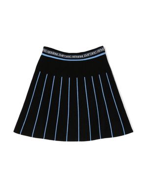 Emporio Armani Kids logo-waistband striped skirt - Black