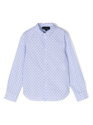 Emporio Armani Kids long-sleeve polka-dot shirt - Blue